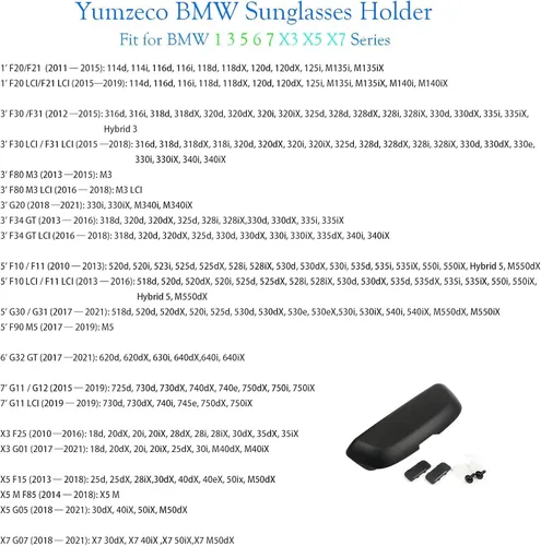 Vista 7 de Yumzeco Soporte para gafas de sol BMW, Negro (Fit : BMW F30 F31 F80 F34 F10 F11 F25/G20 G30 G31 G32 G11 G12 G01 G05 G07) BMW Sunglasses Case