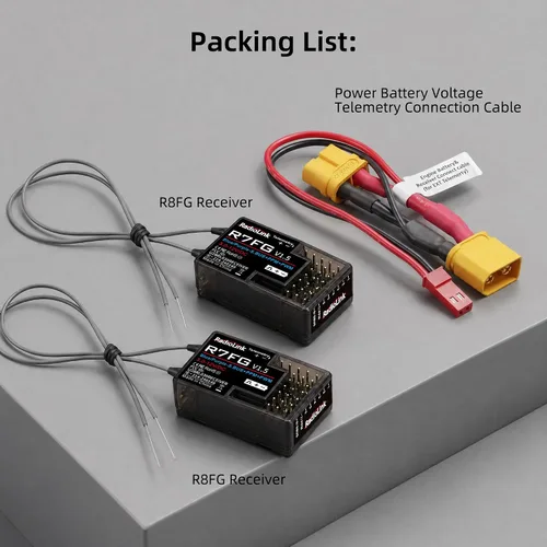 Vista 9 de Radiolink R7FG - Receptor de giroscopio de 7 canales, 2.4 GHz, telemetría integrada, control de largo alcance para RC coche, barco, transmisor