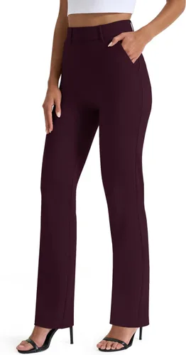 Vista 13 de AFITNE Pantalones de yoga de pierna recta con bolsillos para mujer Negro