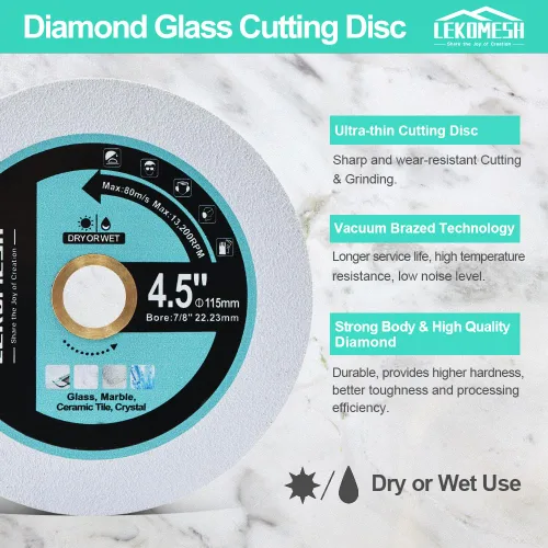 Vista 6 de Disco de corte de vidrio de diamante, 3 piezas de hoja de sierra de rueda de corte de 3 pulgadas/2.953 in con eje de 3/8 pulgadas (0.394 in)