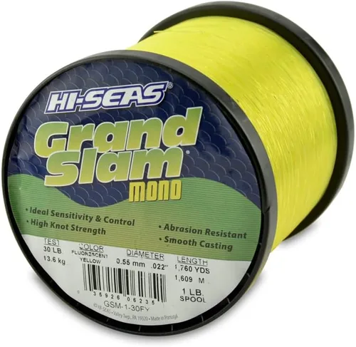 Vista 12 de Sedal de Pesca de Monofilamento HI-SEAS Grand Slam - Fuerte y Resistente a la Abrasión en Transparente, Rosa, Verde, Azul Ahumado, Amarillo Amarillo