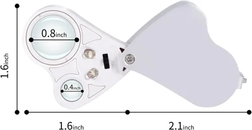 Vista 5 de Jiusion Lupa de joyería con luz LED portátil 30X 60X Lupa de doble lente Blanco