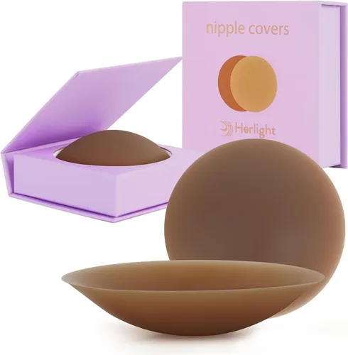 Vista 9 de Fundas para pezones para mujer, reutilizables, adhesivas, de silicona, diseño invisible y lavable con caja de viaje
