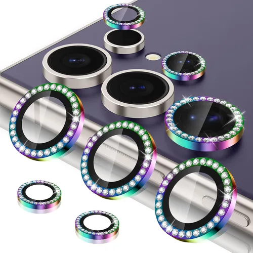 Vista 14 de Casetego Protector de lente de cámara para Galaxy Z Fold 8, [Diseño de purpurina mejorado], [Fuerte adherencia], lente de vidrio templado 9H negro