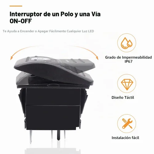 Vista 3 de mankk Interruptor basculante de barra de luz LED de 3 pines de encendido/apagado 20A/12V 10A/24V ATV UTV barra de luz interruptor de palanca láser