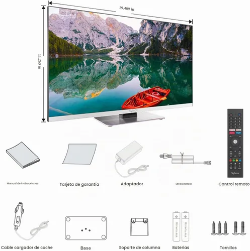 Vista 3 de SYLVOX 22'' Smart TV Digital de 12 Voltios Combo de Vídeo en Disco FHD 1080P Android 11.0, con Conexión Inalámbrica WiFi ARC CEC, para Hogar