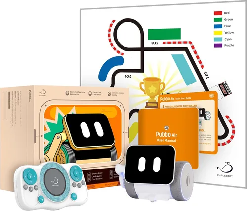 Vista 8 de WhalesBot Pubbo Air - Robot interactivo inteligente para niños, voz/táctil/aplicación/control remoto, codificación modular/rasguño, robótico