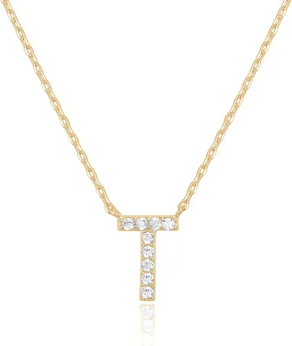 Vista 83 de PAVOI 14K White Gold Plated Cubic Zirconia Initial Necklace Letter Dainty Necklaces for Women
