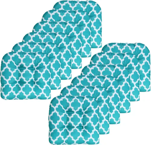 Vista 16 de Sweet Home Collection - Cojines para silla de patio y exterior, almohadillas prémium con relleno grueso y cómodo de fibra, mechones, 19 x 19 Negro