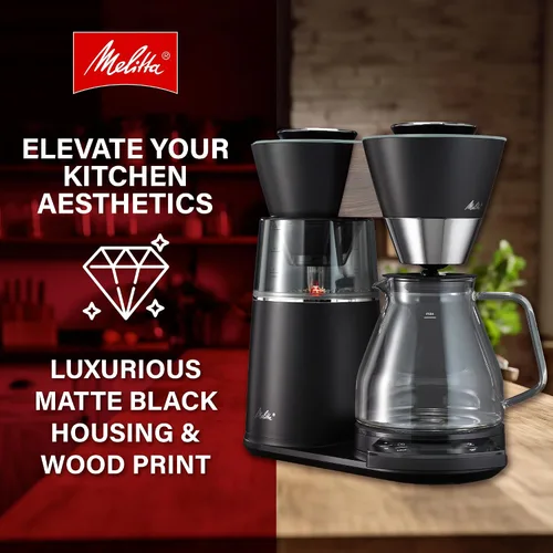 Vista 7 de Melitta Vision - Cafetera de goteo de 12 tazas, automática y programable, capacidad de 96 onzas con 5 filtros de café, color negro Automático