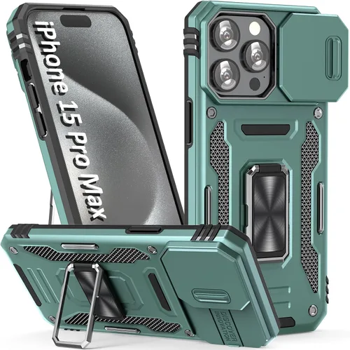 Vista 26 de Funda para iPhone 15 Pro, color verde alpino