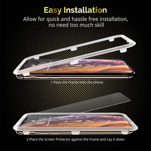 Vista 3 de UnBREAKcable - Protector de pantalla para iPhone 11 Pro/X/XS, vidrio templado (3 unidades) Vidrio templado de alta calidad 9H, fácil instalación