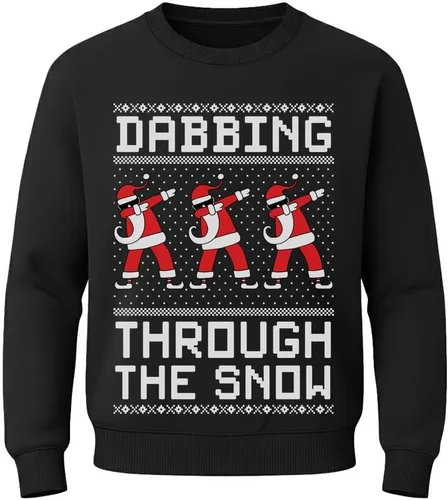 Vista 16 de Tstars Dabbing Santa Kids Christmas Sweatshirt Boy Youth Ugly Holiday Dab / Negro