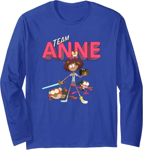 Vista 4 de Disney Channel Amphibia Team Anne - Camiseta de manga larga, Negro, S