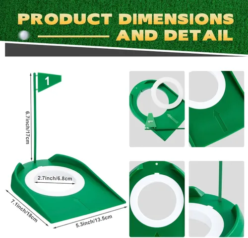Vista 2 de Sotiff Práctica de práctica de golf con agujero de copa, accesorios de golf, putters de entrenamiento con bandera de plástico para adultos, oficina