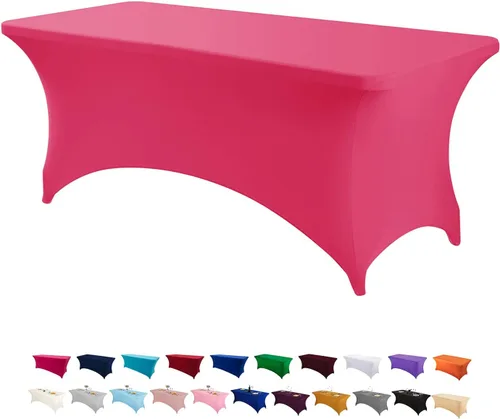 Vista 26 de Peomeise - Funda de mesa de elastano de 4 pies, mantel rectangular elástico de elastano (verde manzana, 4 pies)