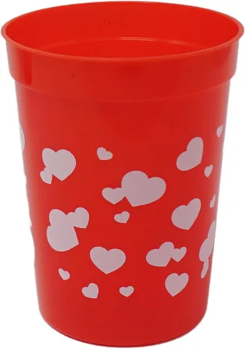Vista 9 de 4E's Novelty Vasos reutilizables de plástico para el día de San Valentín para niños, 8 onzas, paquete de 12, vasos rojos con corazones, suministros