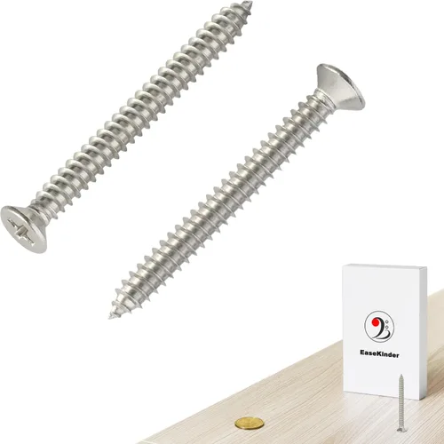 Vista 25 de Tornillos para madera, 120 tornillos Phillips de cabeza plana, tornillo de acero inoxidable 304 con kit de avellanado de madera ajustable (#4 x 1)