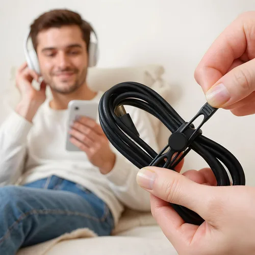 Vista 7 de Organizador de cables - Nueva brida elástica de silicona 2026: un sujetador de cable reutilizable diseñado específicamente para agrupar y asegurar