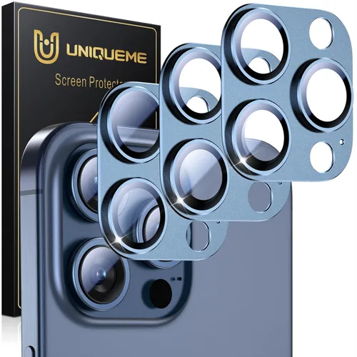Vista 28 de UniqueMe para Paquete de 3 Protectores de Lente de Cámara para iPhone 15 Pro/iPhone 15 Pro Max, [Protección contra Caídas] [Compatible con Fundas]