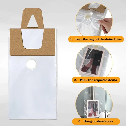 Vista 3 de Henoyso 1000 bolsas para colgar puertas, de plástico transparente, bolsas para colgar pomos de puerta, impermeables, paquetes de periódicos