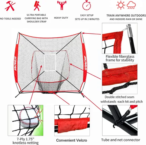 Vista 15 de 7'x7' Baseball Softball Practice Net with Strike Zone Target