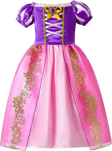 Vista 2 de knemmy Disfraz enredado para niña disfraz de Rapunze para cosplay vestido de princesa Halloween