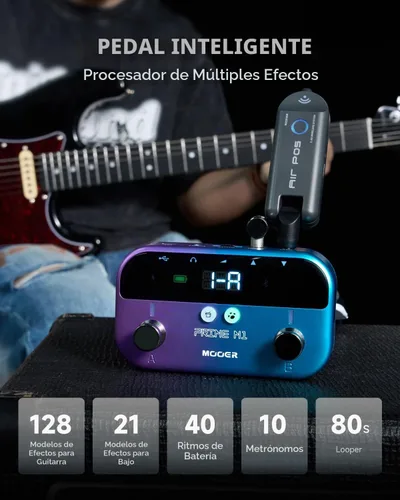 Vista 4 de MOOER Amplificador de auriculares con procesador multiefectos M1, pedales de guitarra bajo con 128 modelos de efectos de guitarra, 21 modelos