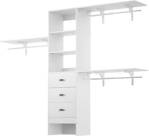Vista 11 de iSunirm Sistema de armario de 8 pies, sistema organizador de armario de 96'' con 3 varillas para colgar, armario de dormitorio de montaje en pared