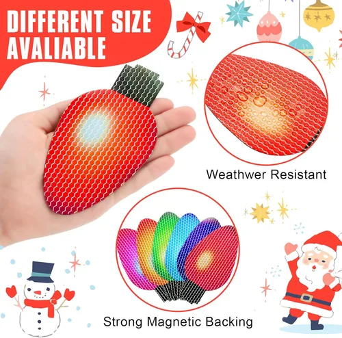 Vista 4 de Outus 40 Piezas Imanes de Coche de Navidad Decoración a Granel Luces Calcomanías de Coche Refrigerador Navidad Luces Reflectantes Imanes de Bombilla