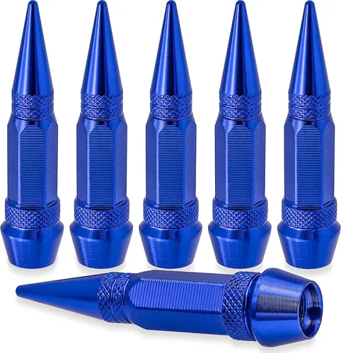 Vista 62 de 4 piezas de tapas de válvula de neumático con estilo púas, cubiertas de válvula de neumático universales de aleación de aluminio a prueba de polvo