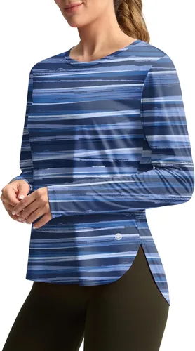 Vista 36 de Camisetas de sol para mujer, con protección ultravioleta FPU 50+, manga larga, ligera, de secado rápido, para entrenamiento, senderismo, para mujer