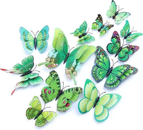 Vista 21 de OPSEAM - Calcomanías 3D de mariposa, 24/48 unidades, para decoraciones de pared, fiestas, con imanes (morado, 24)