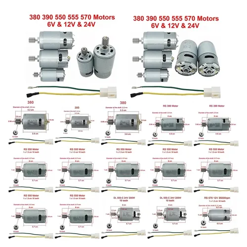 Vista 3 de Motores para niños coche eléctrico RS550 RS390 RS380 24V 12V 6V DL555 10/12 dientes vehículo infantil motor reemplazo herramienta pieza