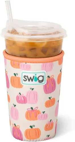 Vista 7 de Swig Life Funda Mediana para Taza de Café Helado Coolie, Funda Aislante de Café Helado Estándar de 22oz con Asa, Funda Aislante de Neopreno Coolie