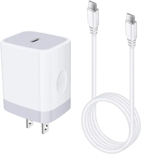 Vista 9 de Cargador tipo C, cargador de pared USB C de 20 W PD de carga rápida y cable de carga de teléfono Android de 6 pies, compatible con iPhone 16 15 Pro