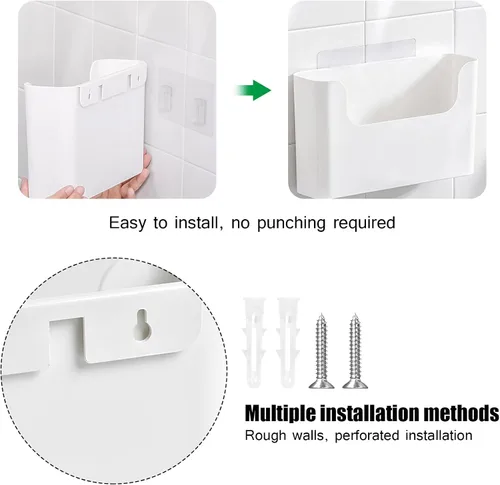 Vista 3 de Archivo de pared Soporte de pared de plástico blanco para oficina y aula Wall File Organizer, White Plastic Magazine Holder Rack, Wall Pocket for