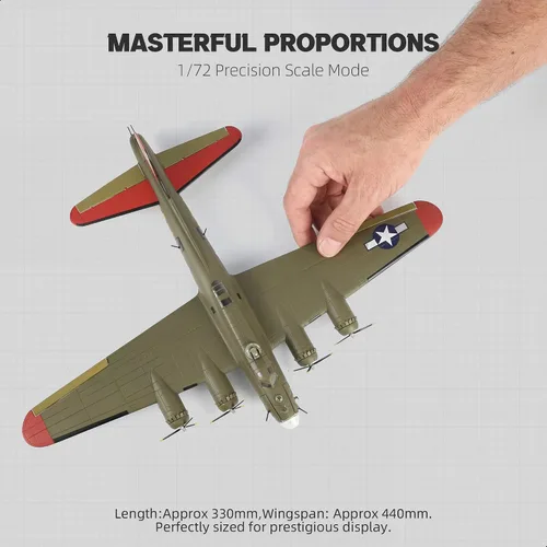 Vista 2 de NUOTIE Escala 1/72 B-17 Fortress Bomber (pintura verde) Pre-construcción de avión de guerra vintage de la Segunda Guerra Mundial avión de guerra