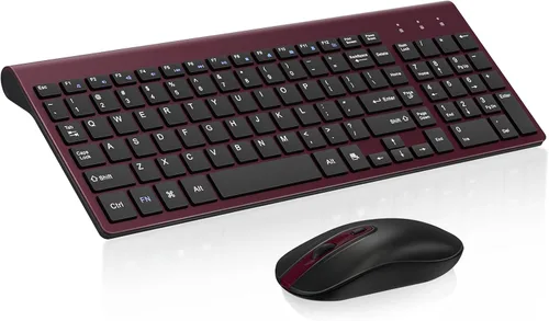 Vista 11 de Cimetech - Juego de teclado y mouse inalámbricos compacto de tamaño completo 2.4G, diseño ultradelgado y elegante para Windows, computadora, Rosa