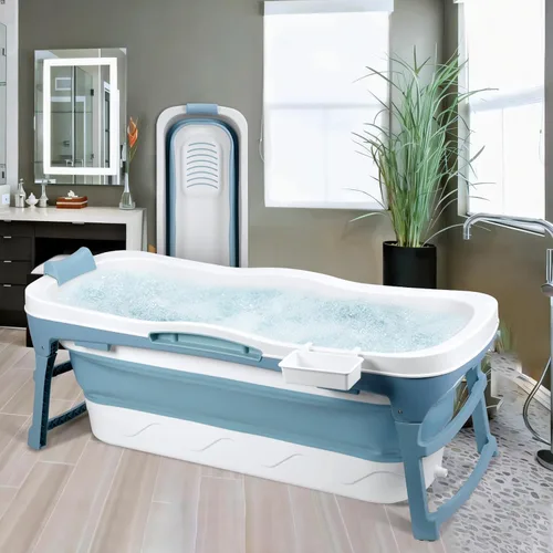 Vista 6 de Bañera portátil para adultos, bañera plegable de plástico de 51 pulgadas Gris