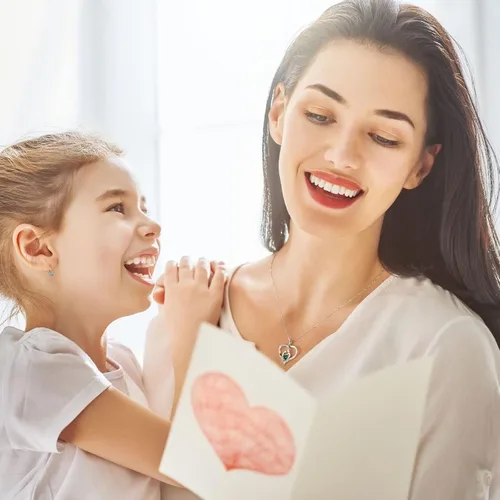 Vista 2 de Regalos para mamá e hija, collares de piedra de nacimiento, plata de ley 925, joyería para mujeres, regalos del día de la madre, regalos para mamá