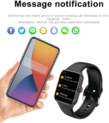 Vista 3 de Reloj inteligente para hombres y mujeres, compatible con Android iOS iPhone, pantalla táctil de 2.09 pulgadas, rastreador de actividad física, reloj