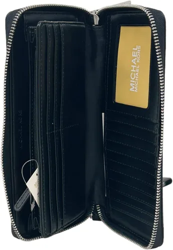 Vista 6 de Michael Kors Jet Set Travel - Pulsera continental grande con bloques de color, cuero multicolor, Negro Multi, Pulsera Continental