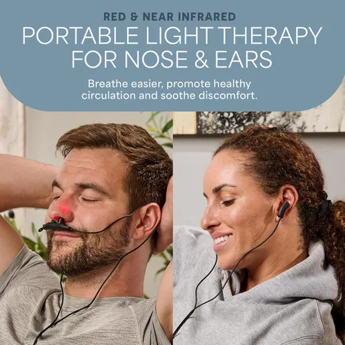 Vista 3 de Lifepro - Dispositivo de terapia de luz roja para nariz y oídos, terapia nasal infrarroja cercana recargable para el alivio del dolor de senos