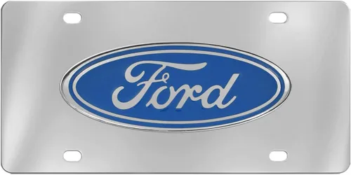 Vista 4 de Ford Placa decorativa ovalada frontal de acero inoxidable (negro sobre emblema de latón cromado)