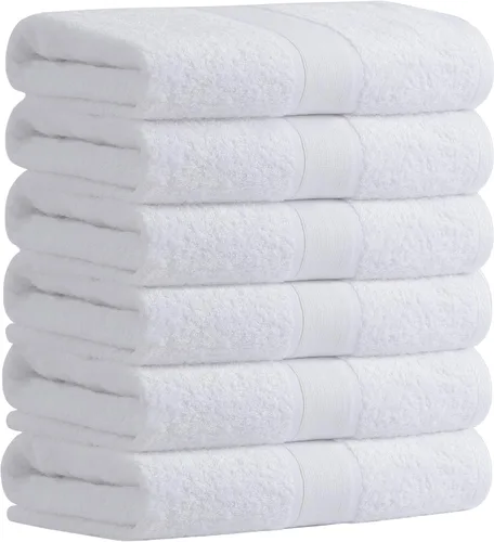 Vista 18 de Aibaser Toallas de baño, 27 x 54 pulgadas, naturales, ultra absorbentes, para baño, viajes, gimnasio, ducha y spa (juego de 6 piezas) (azul)