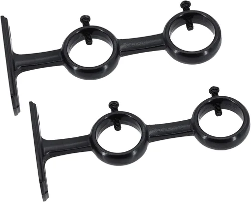 Vista 4 de AddGrace Paquete de 2 soportes dobles para barra de cortina de 1 pulgada para dormitorio, sala de estar (negro) Aluminum Alloy, Sturdy, Hefty