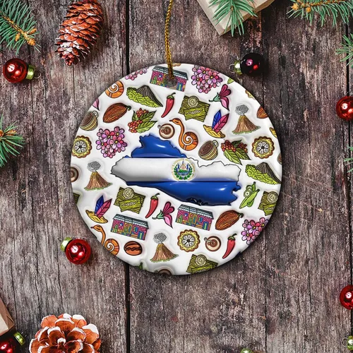 Vista 95 de Lotacy Bandera argentina argentina de Navidad de cerámica 2D impresa adorno con símbolos, decoración del hogar argentina regalos para hombres