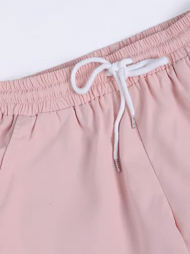 Vista 3 de SHENHE Conjunto de 2 piezas para hombre, camisa y pantalones cortos de manga corta con botones a rayas