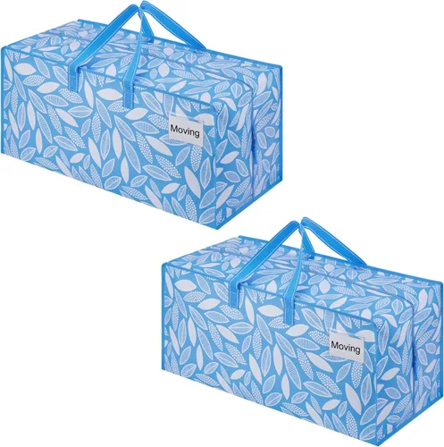 Vista 43 de VENO Paquete de 2 bolsas de mudanza, correas de mochila, mudanza, cajas de almacenamiento universitario, con tapas, resistentes, extragrandes, asas